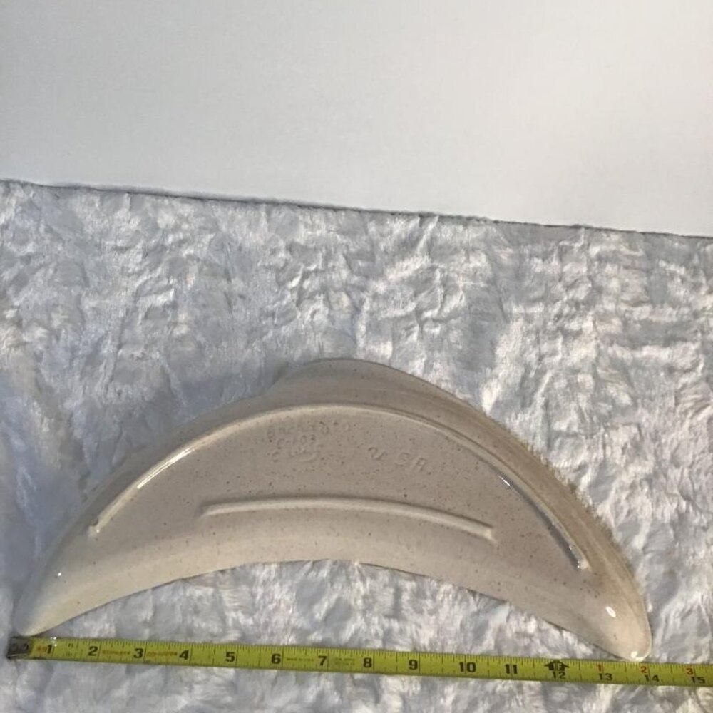 VTG Speckled Pottery Leaf Shaped Divided Charcuterie Serving Dish - 11" x 7" USA - Picture 11 of 12